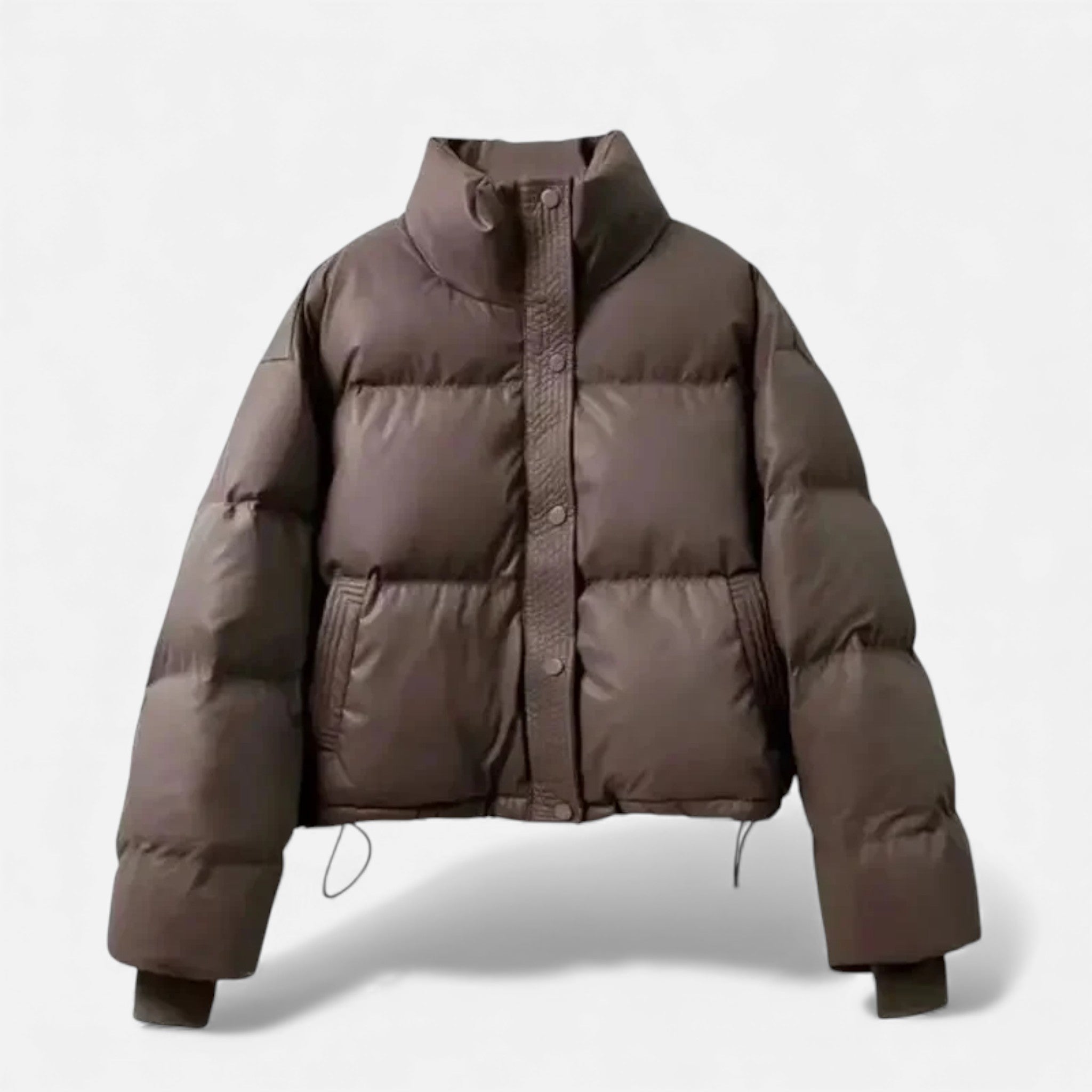 Jaqueta Puffer Acolchoada Feminina Curta Café