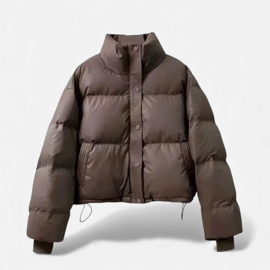 Jaqueta Puffer Acolchoada Feminina Curta Café
