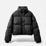 Jaqueta Puffer Acolchoada Feminina Curta Preto