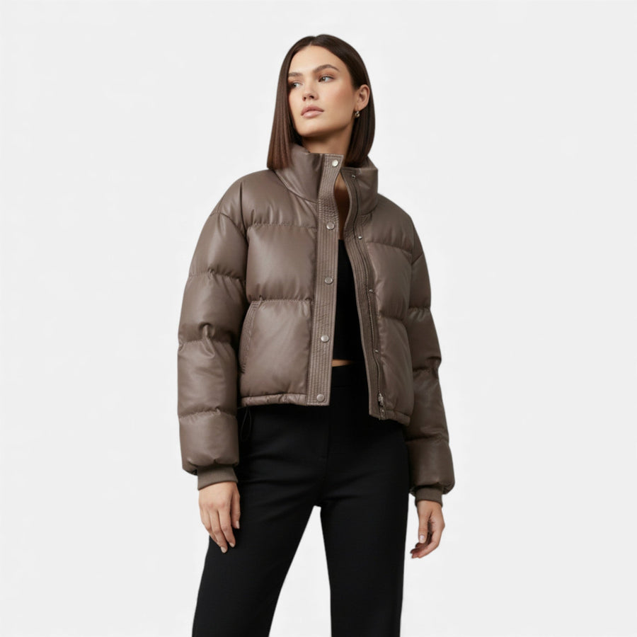 Jaqueta Puffer Acolchoada Feminina Curta