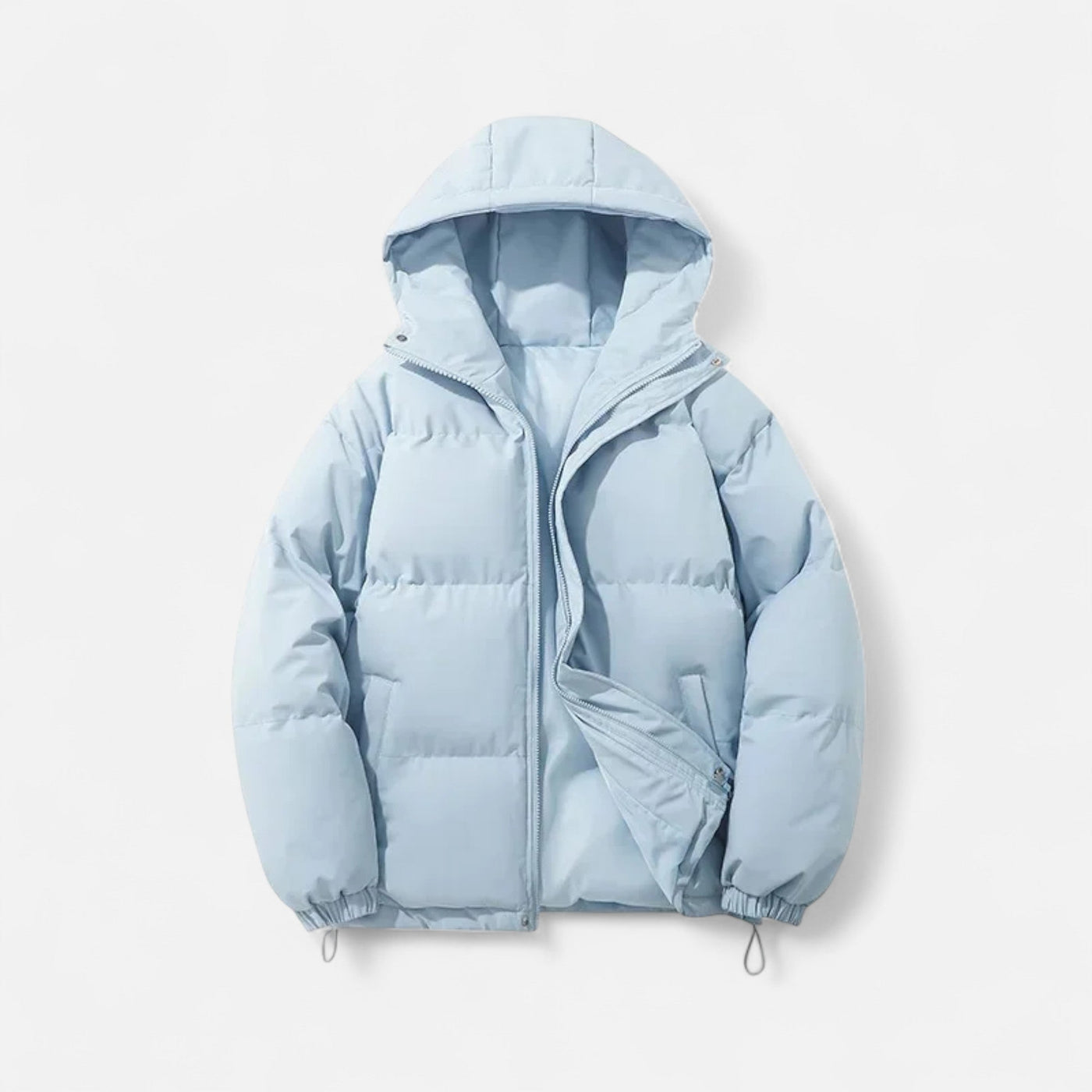 Jaqueta Puffer Unissex de Algodão com Capuz Azul Céu