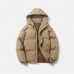 Jaqueta Puffer Unissex de Algodão com Capuz Caqui