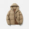 Jaqueta Puffer Unissex de Algodão com Capuz Caqui