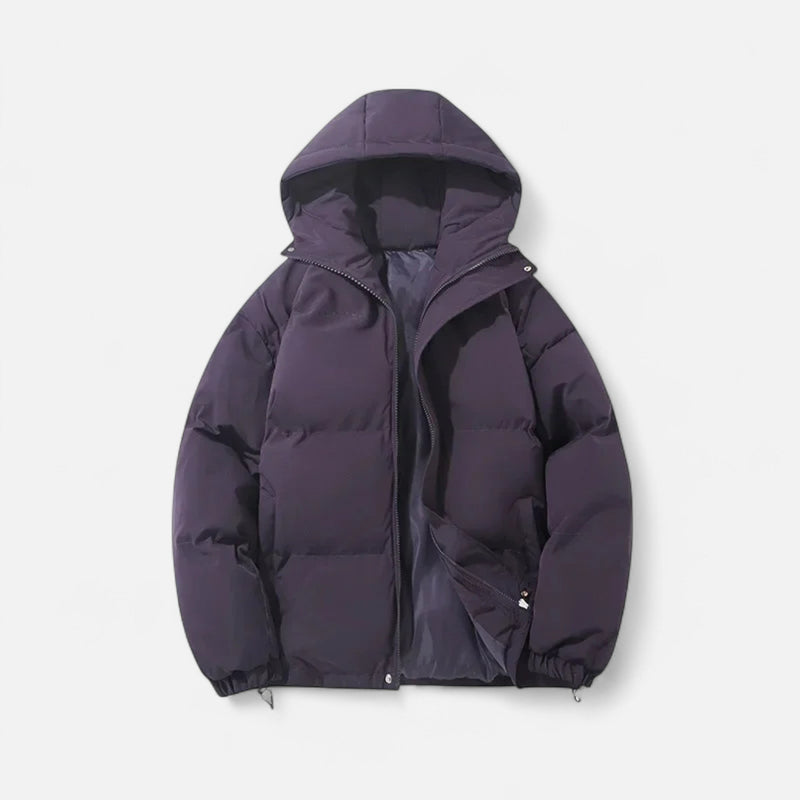 Jaqueta Puffer Unissex de Algodão com Capuz Roxo