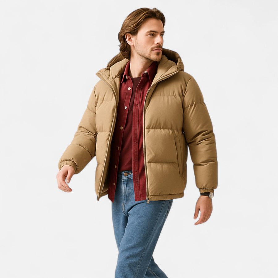 Jaqueta Puffer Unissex de Algodão com Capuz