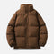 Jaqueta Puffer Unissex de Algodão com Gola Alta Marrom