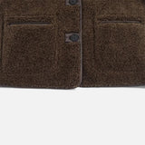 Jaqueta Reversível de Teddy Marrom para Mulheres com Gola Dobrada