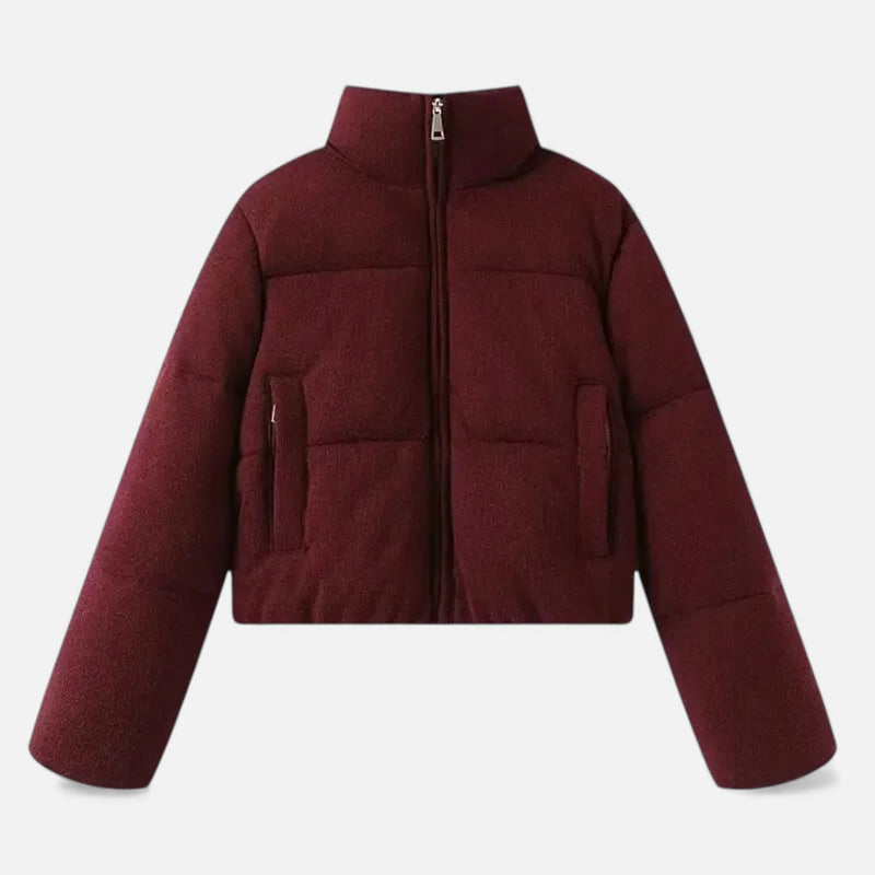 Jaqueta Tricotada de Algodão para Mulheres Borgonha