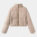 Jaqueta Tricotada de Algodão para Mulheres Caqui