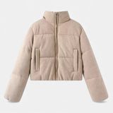 Jaqueta Tricotada de Algodão para Mulheres Caqui