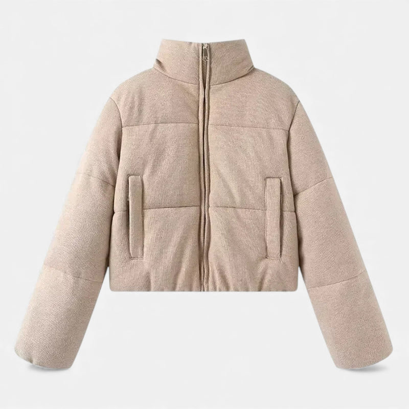 Jaqueta Tricotada de Algodão para Mulheres Caqui