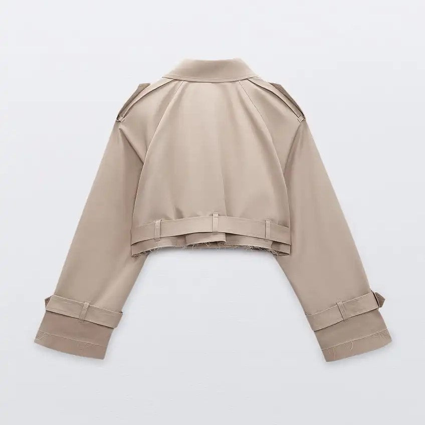 Jaqueta cropped khaki | Faetton &Co.