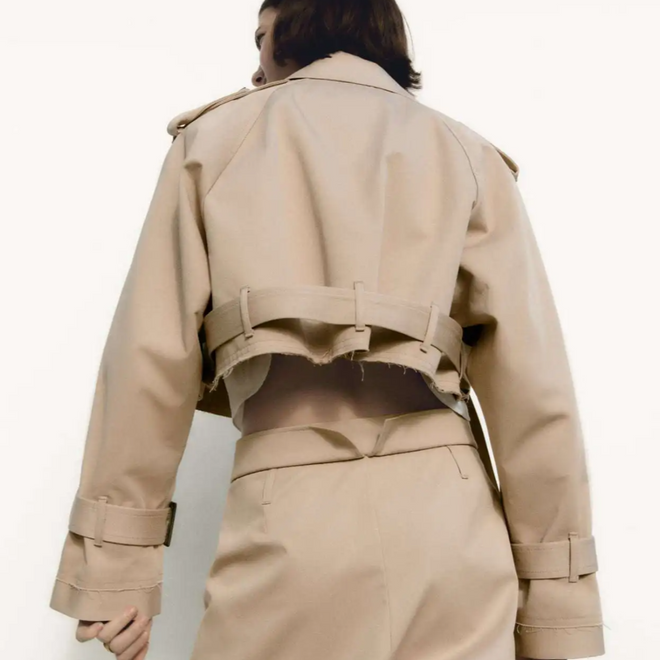 Jaqueta cropped khaki | Faetton &Co.