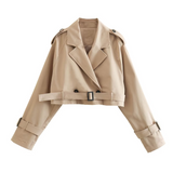 Jaqueta cropped khaki | Faetton &Co.