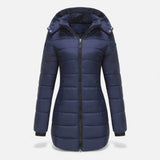 Jaqueta de Algodão Matelassê para Mulheres - Outono Inverno Marinho