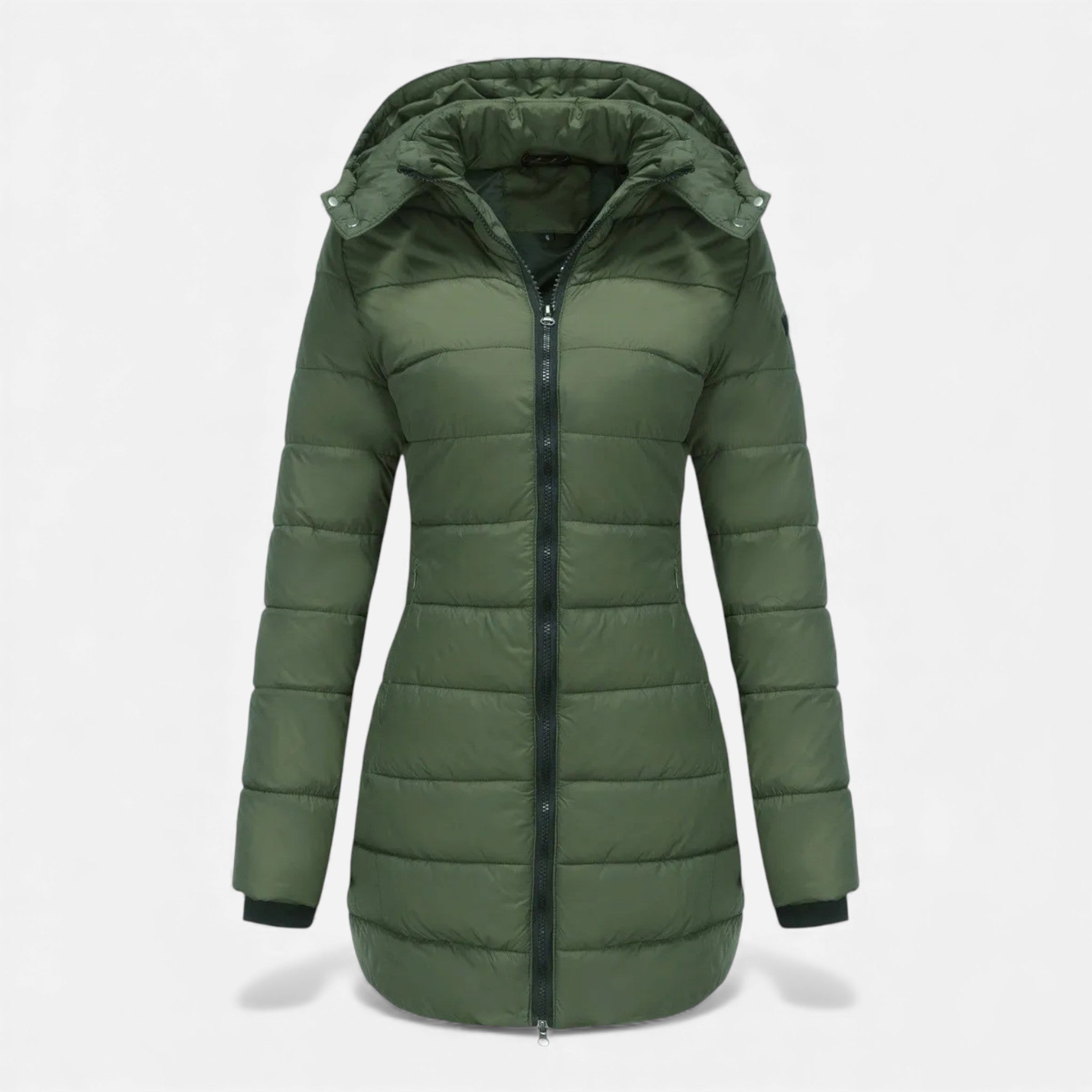 Jaqueta de Algodão Matelassê para Mulheres - Outono Inverno Verde Oliva