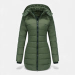 Jaqueta de Algodão Matelassê para Mulheres - Outono Inverno Verde Oliva