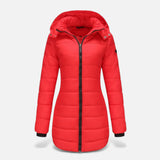 Jaqueta de Algodão Matelassê para Mulheres - Outono Inverno Vermelho