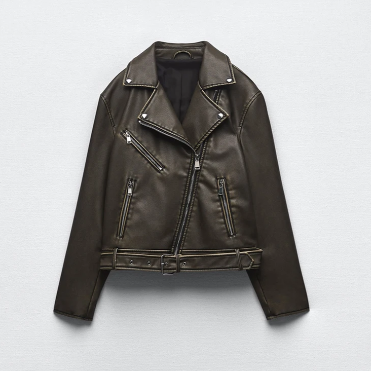 Jaqueta de Couro Feminina Marrom