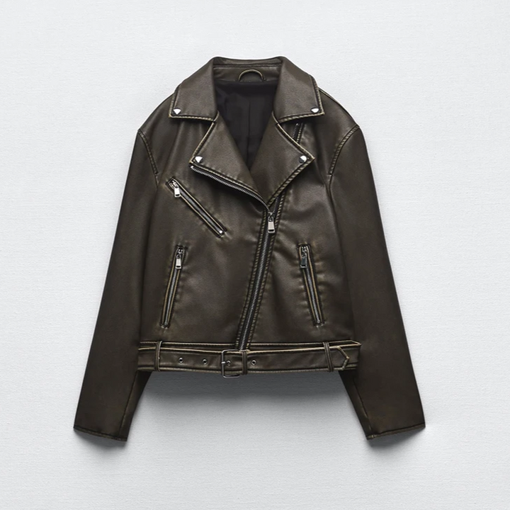 Jaqueta de Couro Feminina Marrom