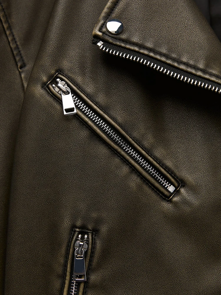 Jaqueta de Couro Feminina Marrom