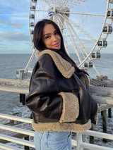 Jaqueta de couro feminina com camursa | Faetton &Co.