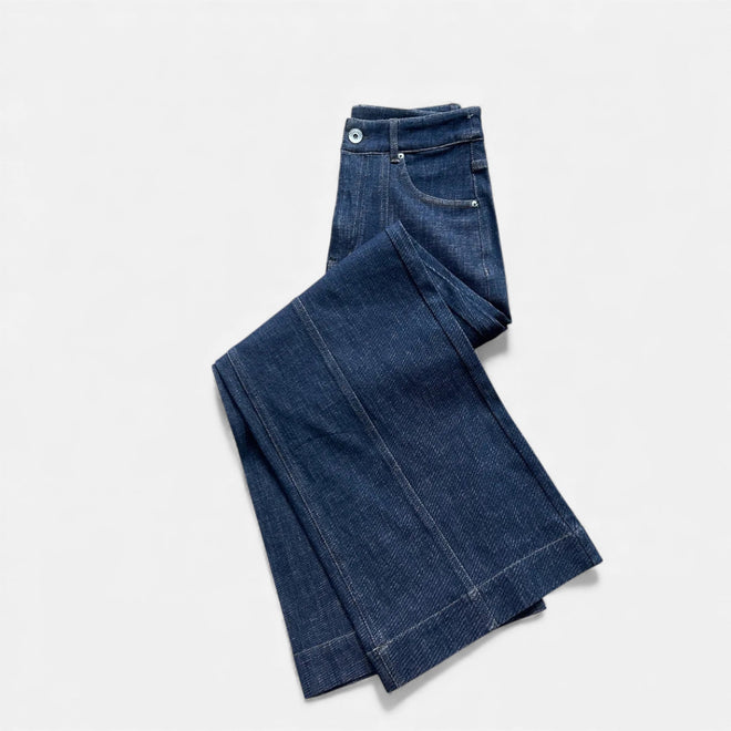 Jeans de Algodão para Mulheres com Corte Amplo e Cintura Alta