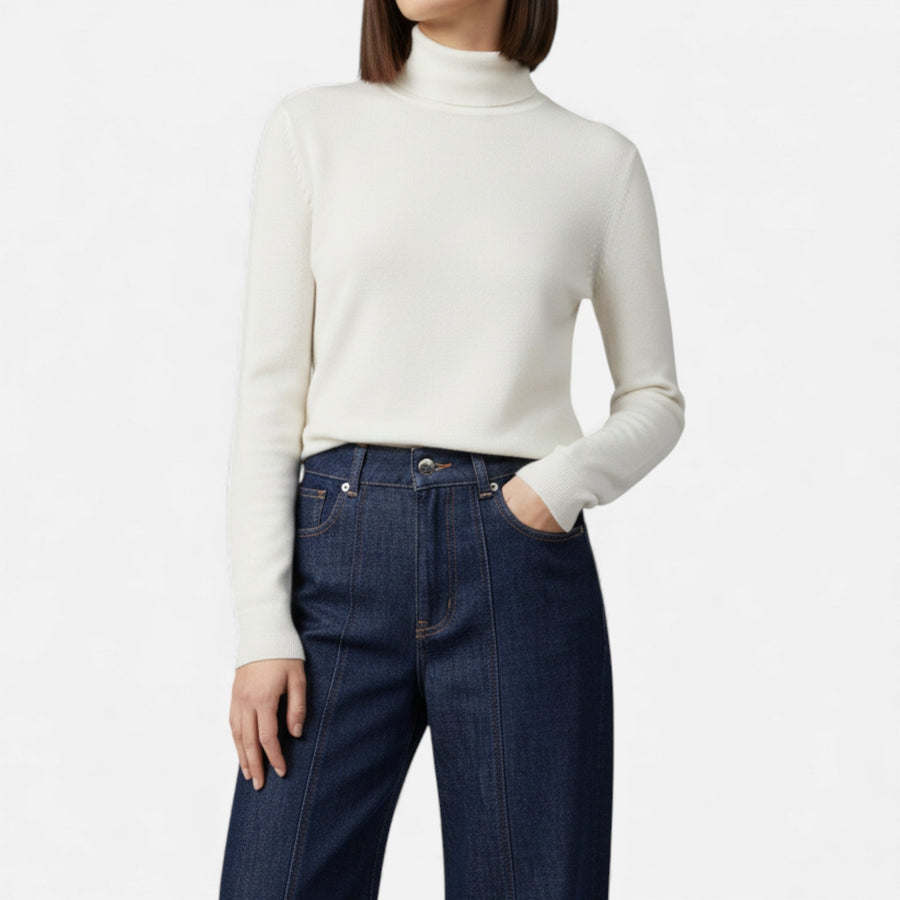 Jeans de Algodão para Mulheres com Corte Amplo e Cintura Alta