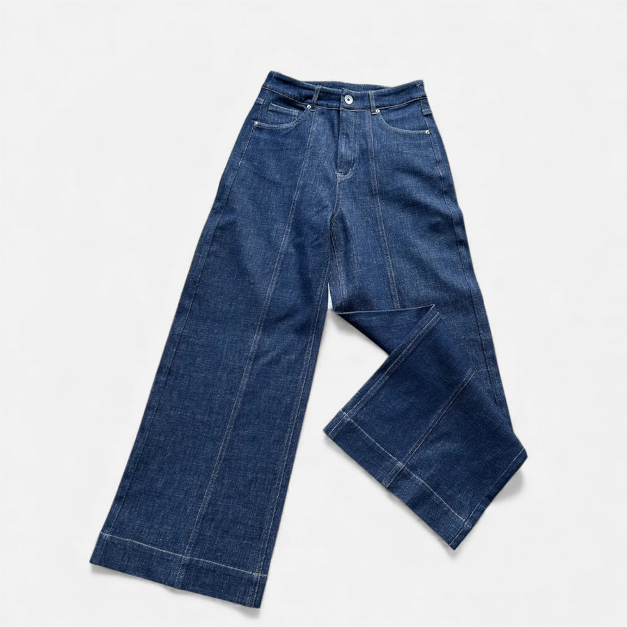 Jeans de Algodão para Mulheres com Corte Amplo e Cintura Alta
