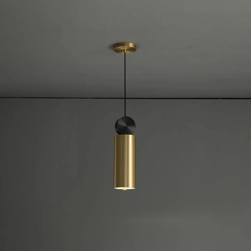 Luminária Pendente Cilíndrica Dourada