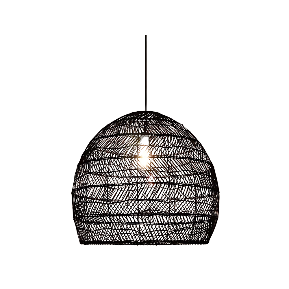 Luminária Pendente em Rattan com Design de Cloche Ø35cm