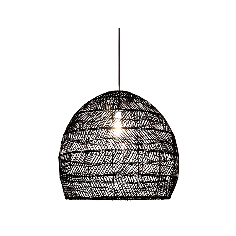 Luminária Pendente em Rattan com Design de Cloche Ø35cm