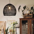 Luminária Pendente em Rattan com Design de Cloche