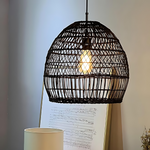 Luminária Pendente em Rattan com Design de Cloche