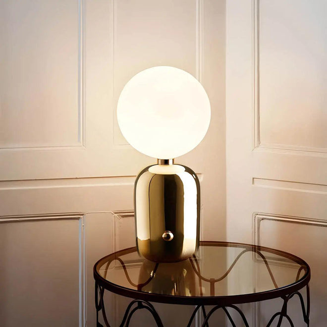 Luminária de Mesa Esmaltada em Metal, Vidro e Alumínio - Estilo Moderno Velluto