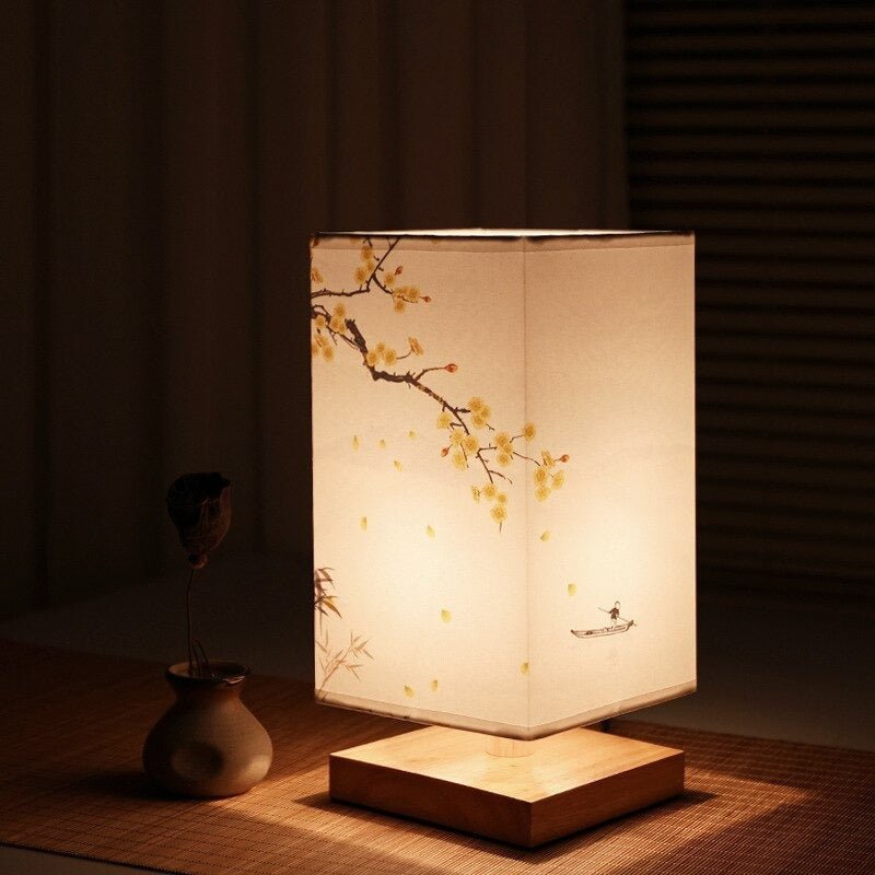 Luminária de Mesa Estilo Japonês e Escandinavo - Brilho Hikari Flor Amarela