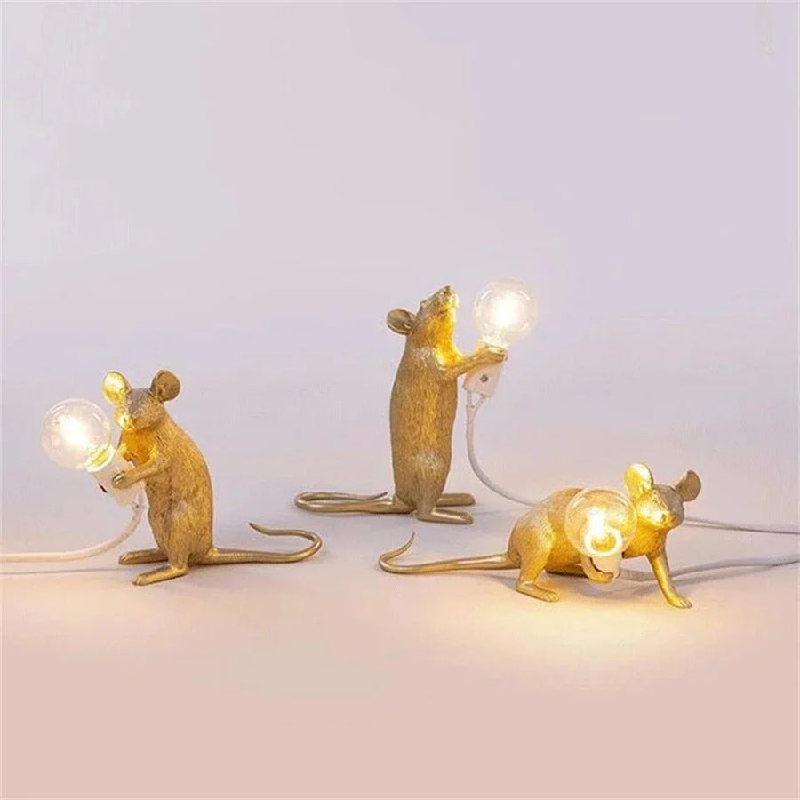 Luminária de Mesa Estilo Rato Art Deco – Iluminação LED Única para Ambientes Modernos Interruptor de Botão