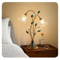 Luminária de Mesa Floral Vintage em Cristal - Detalhes Dourados para uma Sala de Estar Elegante