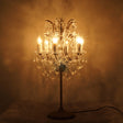 Luminária de Mesa Vintage em Cristal Francês com Acabamento Ferrugem e 6 Luzes.