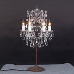 Luminária de Mesa Vintage em Cristal Francês com Acabamento Ferrugem e 6 Luzes. 220V-240V Para UK AU