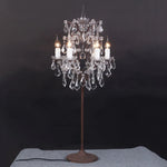 Luminária de Mesa Vintage em Cristal Francês com Acabamento Ferrugem e 6 Luzes.