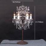 Luminária de Mesa Vintage em Cristal Francês com Acabamento Ferrugem e 6 Luzes.