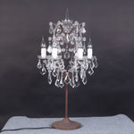 Luminária de Mesa Vintage em Cristal Francês com Acabamento Ferrugem e 6 Luzes.