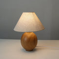Luminária de Mesa Vintage em Madeira Estilo Wabi-Sabi | Abajur de Tecido Elegante para Quarto