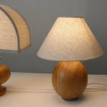 Luminária de Mesa Vintage em Madeira Estilo Wabi-Sabi | Abajur de Tecido Elegante para Quarto