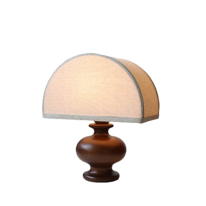 Luminária de Mesa Vintage em Madeira Estilo Wabi-Sabi | Abajur de Tecido Elegante para Quarto