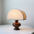 Luminária de Mesa Vintage em Madeira Estilo Wabi-Sabi | Abajur de Tecido Elegante para Quarto