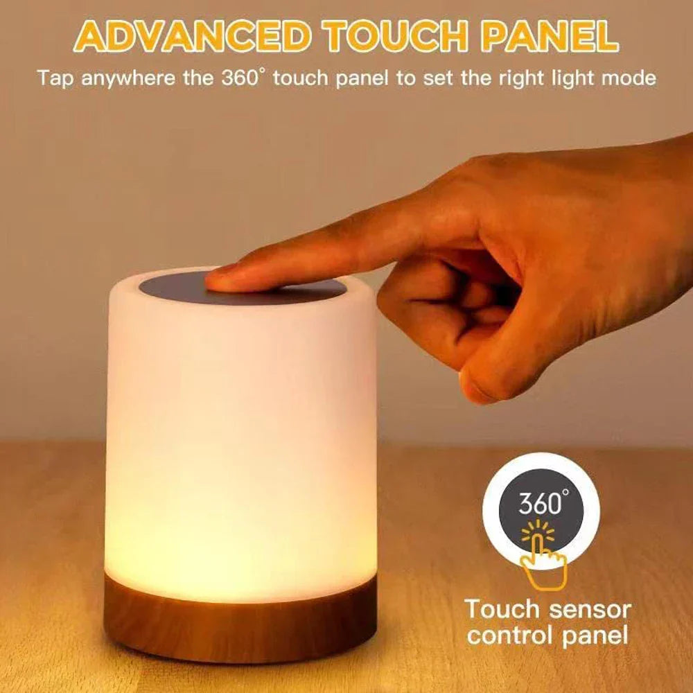 Luminária de Mesa com Sensor de Toque LED - Abajur Portátil com Luz RGB, Ideal para Quartos e Presente Perfeito para Crianças