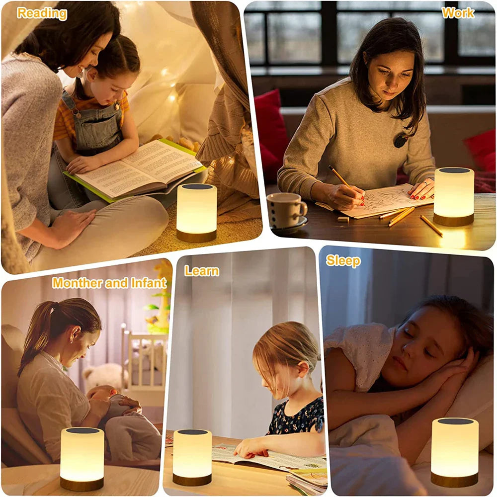 Luminária de Mesa com Sensor de Toque LED - Abajur Portátil com Luz RGB, Ideal para Quartos e Presente Perfeito para Crianças