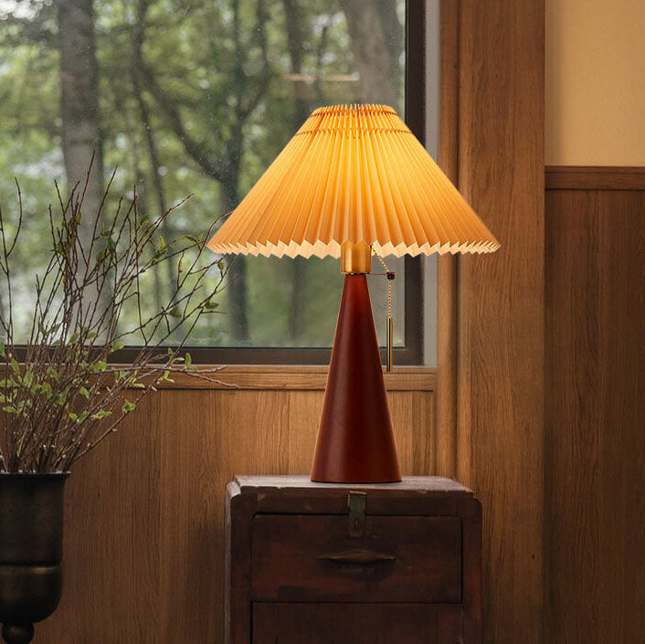 Luminária de Mesa em Madeira com Design Plissado Japonês LED